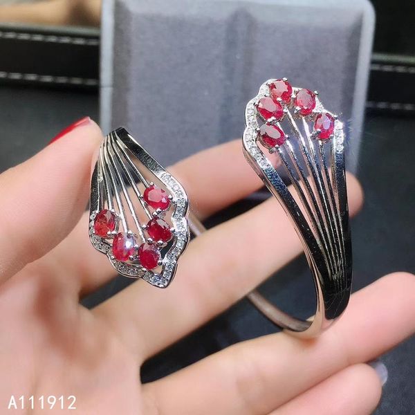 

kjjeaxcmy fine jewelry natural ruby 925 sterling silver new women hand bracelet wristband support test beautiful, Golden;silver
