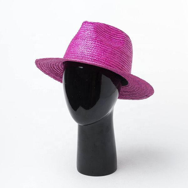 

пшеничной соломы розовый fedora шляпа летом пляж козырек от солнца