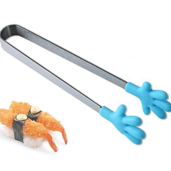 

fashion silicone stainless steel cooking kitchen ice tong food bbq salad hand clip