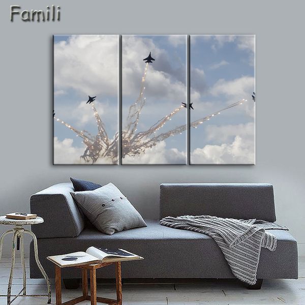 

cuadros painting by numbers 3 panel modern fighter aircraft canvas painting combat wall picture art for living room unframed