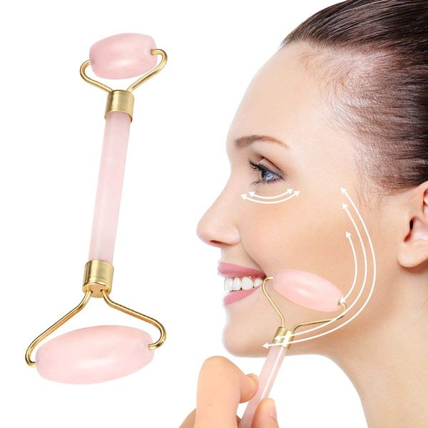 

Roller ma ager facial roller therapy 100 natural ro e quartz limming tool for face kin neck eye body ma age
