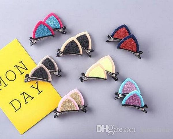 

6 colors kawaii stereo cat ears sequins baby girl hairpin kawaii children headdress girl hair accessories barrettes, Slivery;white