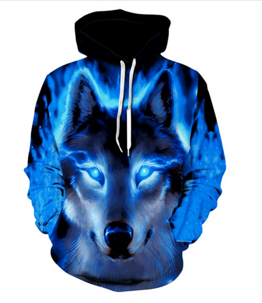 

out fashion streetwear 3d hd print casual wolf hoodies sweatshirts men women hoodie jacket coat lms021, Black