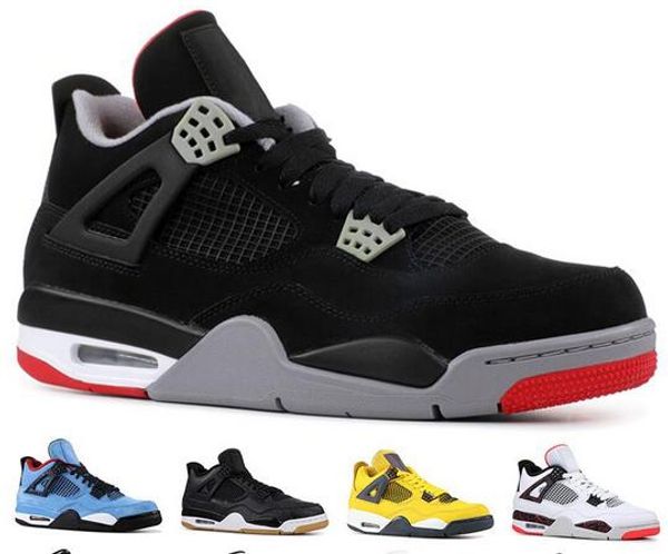 

2019 bred 4s men designer basketball shoes 4 pale citron pure money lighting royalty black white cement trainer sports sneaker ing