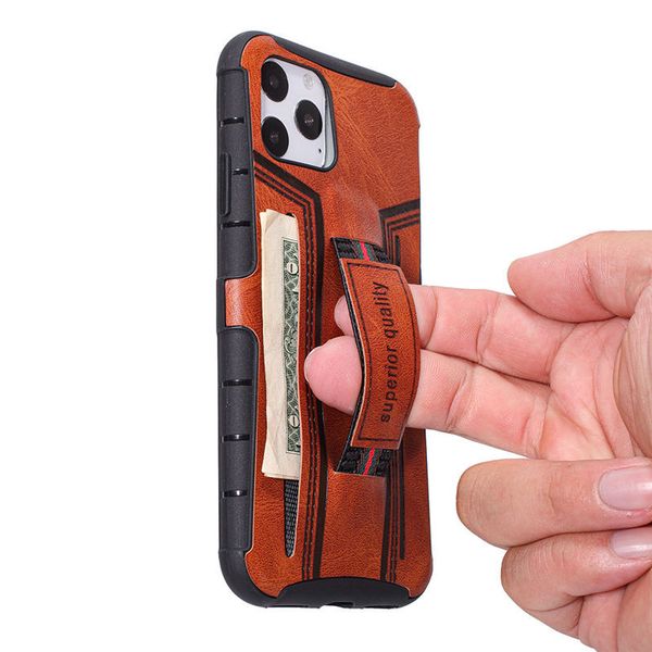 

armor leather finger ring phone cases for iphone 11 11pro max xr xs max x 8 7 6 6s plus shockproof soft back cover for iphone 11 retail