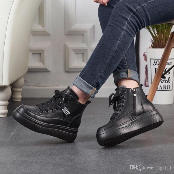 

increased martin boots women's booties new autumn and winter fashion fashion wild fashion leather black high shoes women's platfor