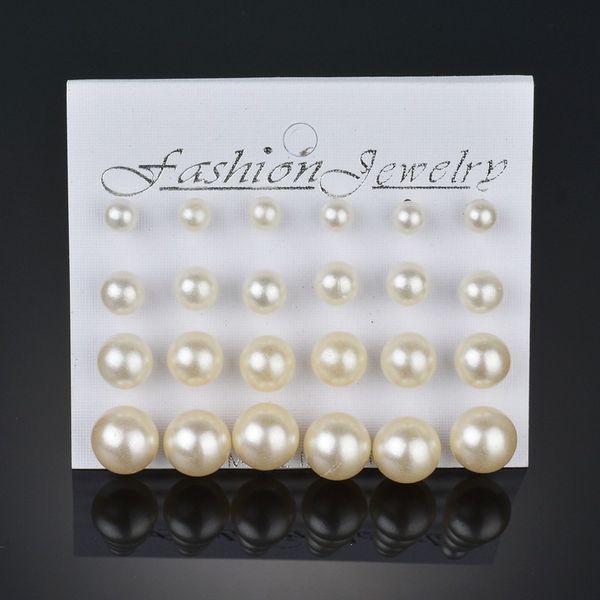 

pearl earrings, twelve pairs of shiny simulation pearl earrings jewelry set (including 12 pairs), Golden