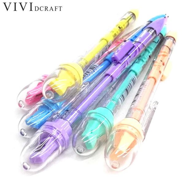 

vividcraft cute mechanical pencil with pencil sharpener for kids school supplies 2.0mm automatic stationery pastille, Blue;orange