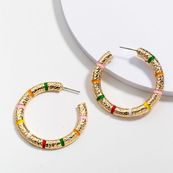 

fashion simple c alloy hoop earrings for women new retro trendy personality statement earrings oorbellen femme jewelry accessory, Golden;silver