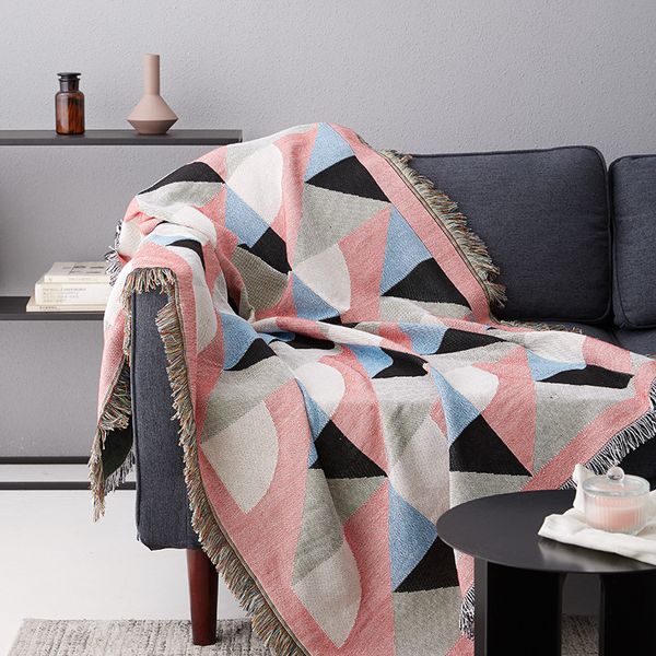 

nordic throw blanket multifunction irregular geometry decoration slipcover cobertor sofa bed non-slip stitching sheet blankets