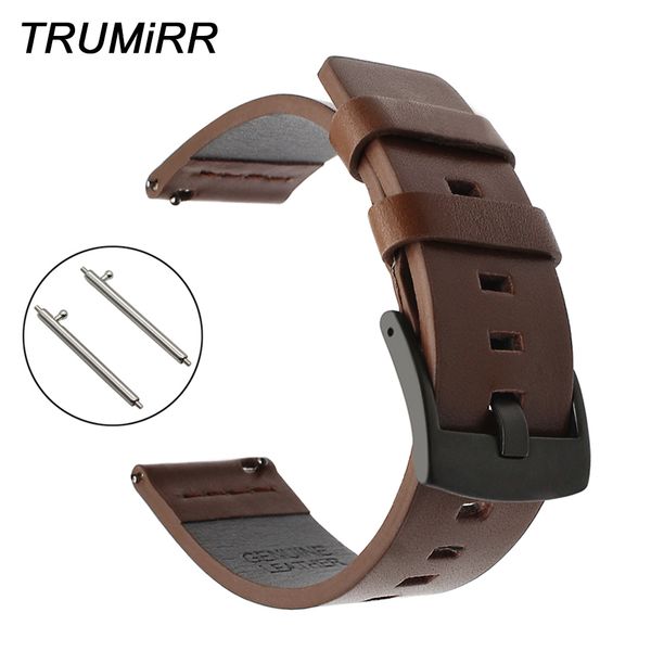 

trumirr genuine oil leather watchband quick release for suunto 9/ambit 3 vertical/spartan sport hr watch band steel clasp strap, Black;brown