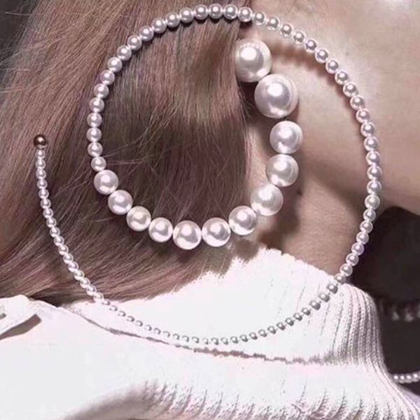 

women pearl earrings retro catwalk pearl earrings fashion jewelry round temperament eardrop female accessories brw party queen ear pendants, Golden