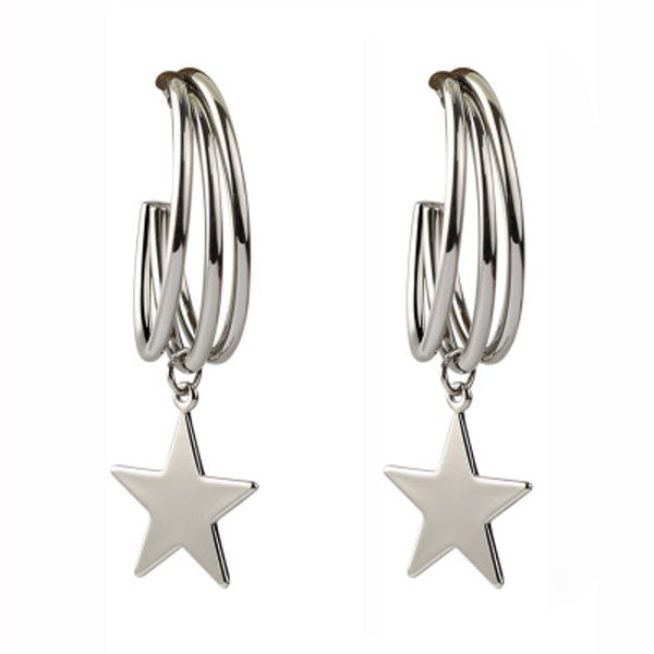 

2019 gold huggie hoop earrings,cross/star/flamingo dangle hoop cuff earrings huggie stud earrings for women, Golden;silver
