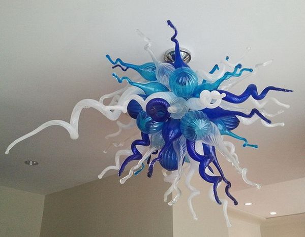 

wedding chandelier 100% mouth blown borosilicate home decoration energy saving blue white modern murano glass chandelier lamp