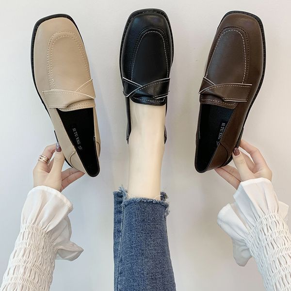 

shoes woman flats oxfords women's casual female sneakers british style modis all-match soft square toe autumn shallow mouth, Black