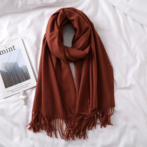 

new winter classic wild solid color thick tassel scarf
