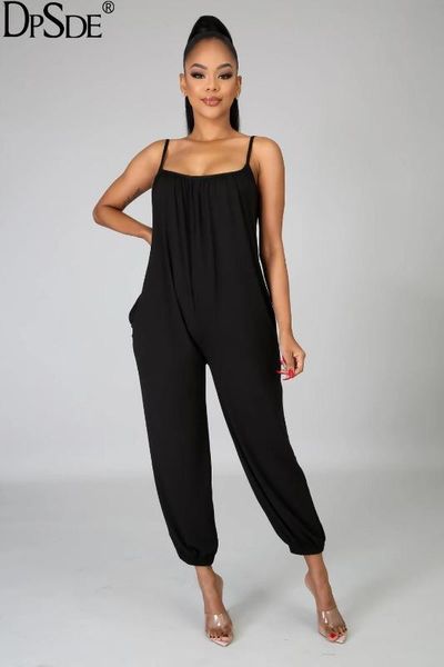 

dpsde women 2020 fashion new street casual style jumpsuits sleeveless condole belt pure color jumpsuits long pants, Black;white