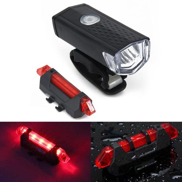 

usb front rear light 800mah 3w led outdoor bicycle lamp set rechargeable safety