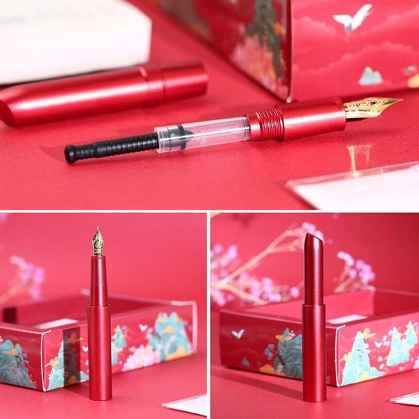 

mojiang candy lipstick fountain pen metal short ink pen delicate pocket writing gift ef/f 0.38/0.5mm for christmas festival