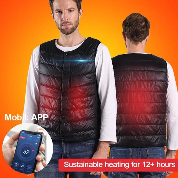 

heating vest smart app control usb charging washable heated vest for winter riding fishing, Black