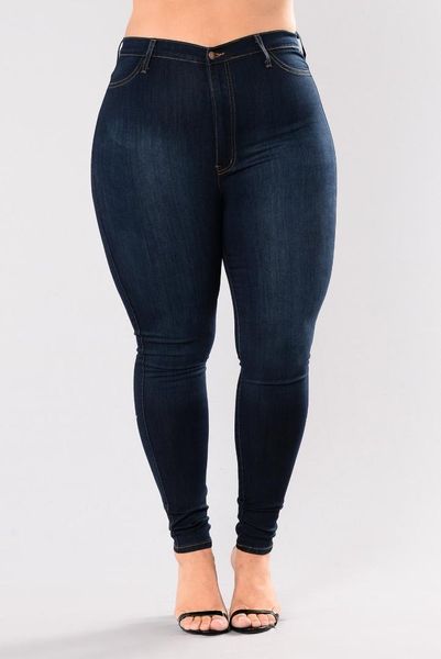 

2018 fashion jeans women pencil pants high waist jeans slim elastic skinny pants trousers fit lady plus size l-5xl, Blue