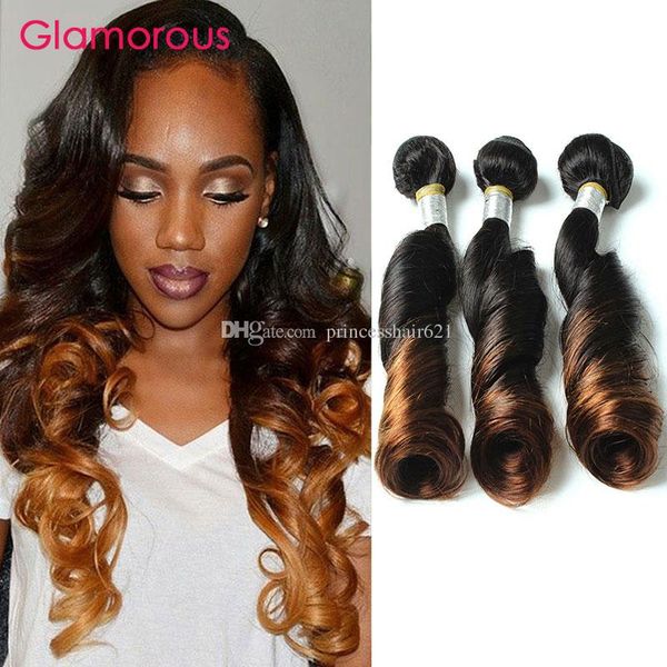 Glamorous Ombre Human Hair Weaves 3 Bundles Brazilian Peruvian