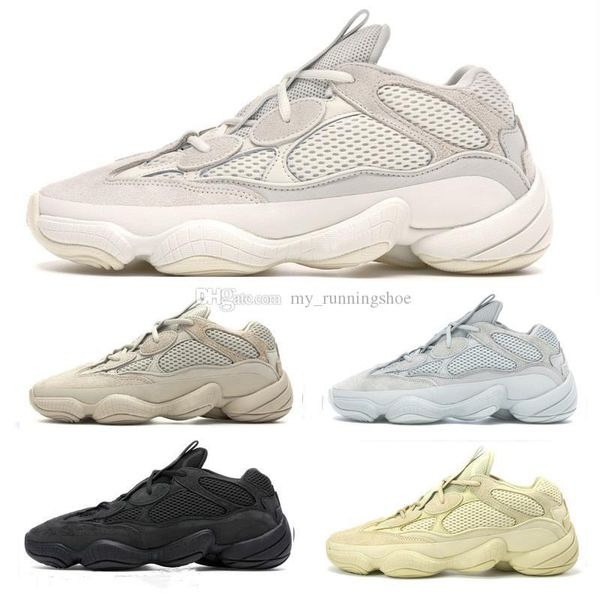 

new bone white desert rat 500 mens designer sneaker kanye west 500s blush supermoon yellow utility black salt cow leather sports shoes 36-45, White;red