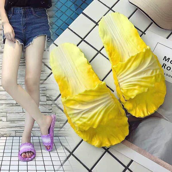 

cabbage shape slipper women's summer bathroom anti-slip bath students fashion house slippers creative shoes children, Black