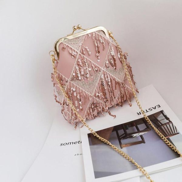 

women's bag shell bag solid color chain sequin tassel single shoulder bags 2019 new korean fashion wild lady crossbody bags #c3
