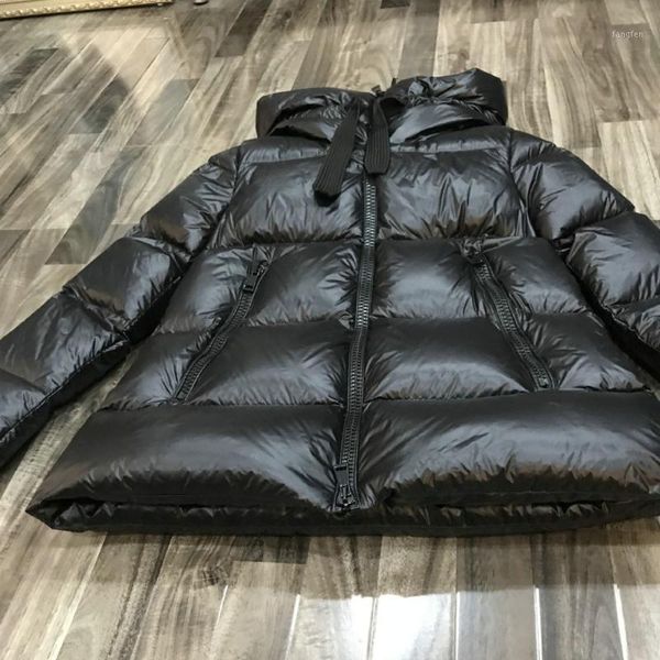 

2019 new women winter thick warm 90% white duck down coats hood lady medium long hooded snow outerwear jackets black yellow1