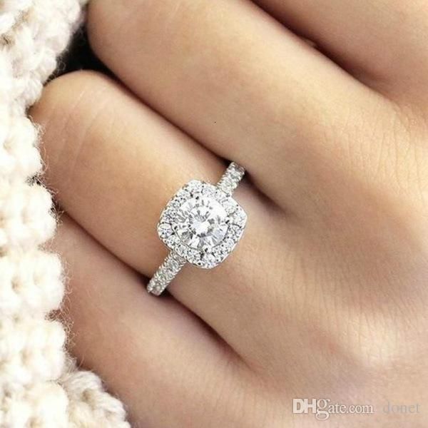 

кольцо jingyang halo подушка cut 18k белое золото diamond engagement, Silver