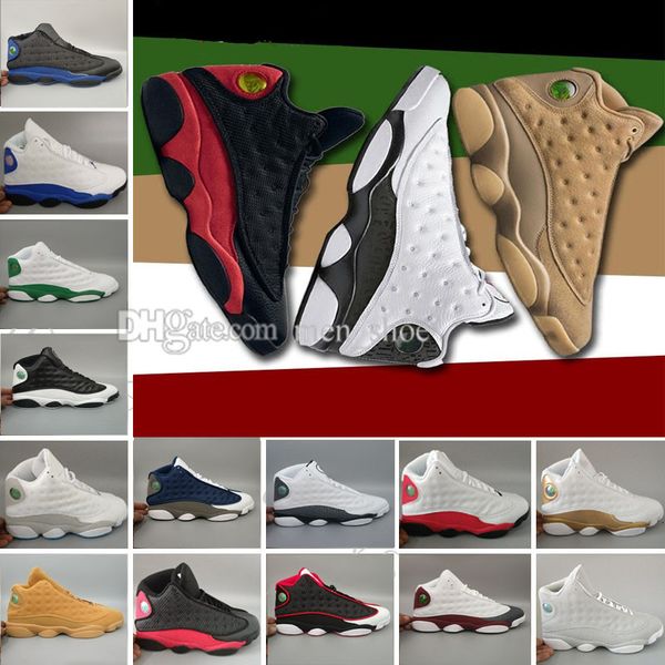 

new men women basketball shoes 13 xiii black cat hyper royal olive dmp chicago bred he got game barons sneakers size 41-47