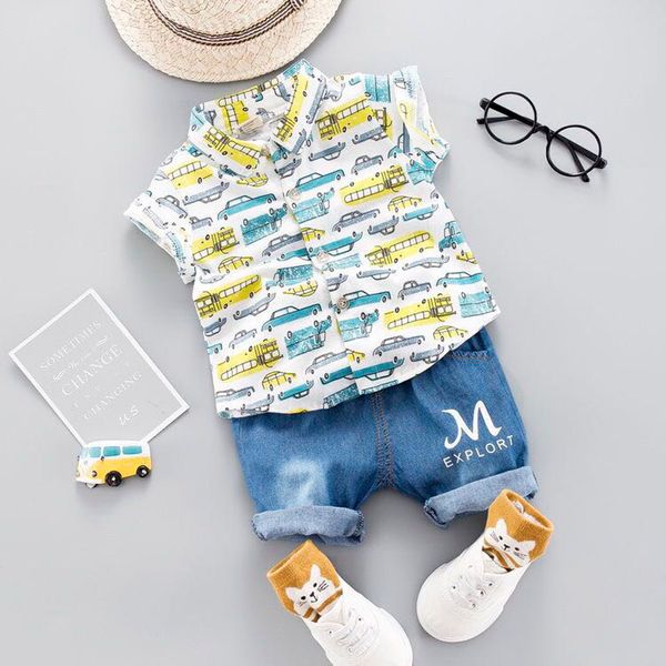 

новорожденный мальчик лето джентльмен одежда наборы с коротким рукавом топы футболка + джинсовые шорты брюки наряд одежда, White