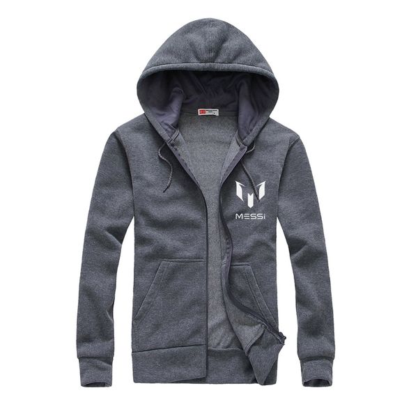 

messi print cardigan men hoodies brand clothing fashion hoodies man casual slim hoody sweatshirt zipper hoodie, Black