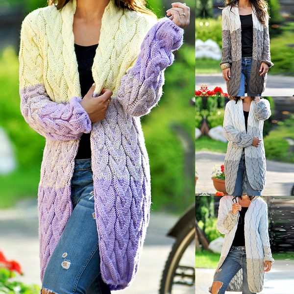 

women warm cardigan autumn winter knitted long sweater coats 2019 thick warm fashion casual women sweater cardigan streetwear, White