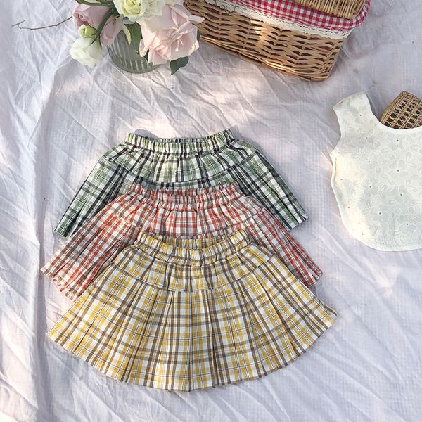 

2020 korea style baby girls plaid skirt summer kids girls skirts 1-7 years