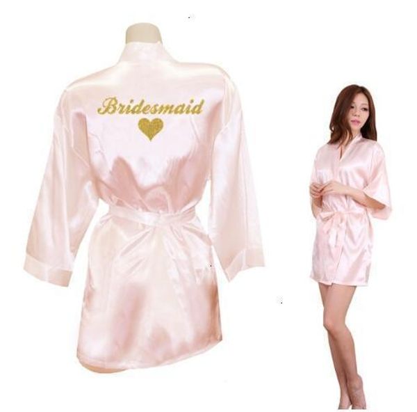 

silk sleepwear femme lingeries robes bridesmaid heart golden print faux silk kimono robes wedding gift bride team bachelorette lov, Black;red