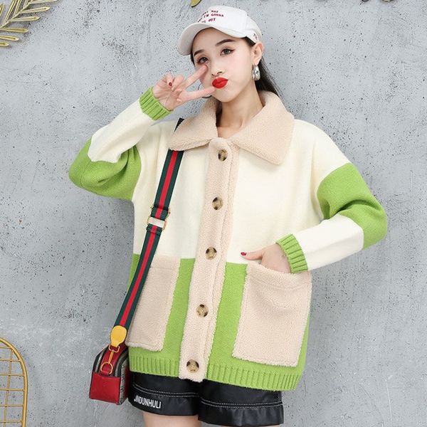 

зимнее пальто женщины сыпучие куртка цвет столкновение срощенной harajuku перемычка sueter mujer truien дам корейский плюс размер осеннее па, White