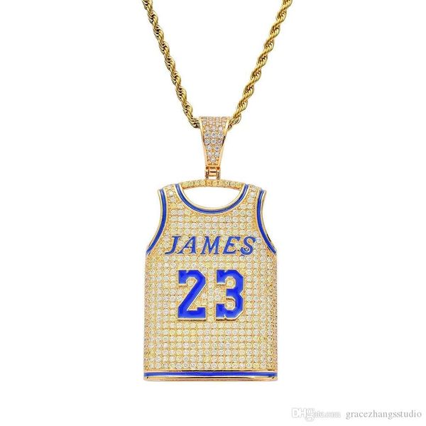 

хип-хоп джеймс 23 спортивных рубашки кулон ожерелье для мужчин женщин роскошных бриллиантов количества букв подвесок 18k позолоченного ожере, Silver