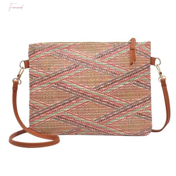 

2020 new fashion multicolour vintage bags weave handbags womens shoulder bag messenger bag colorful handbag casual female purse