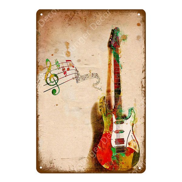 

vintage painting metal signs music guitar ukulele poster art crafts for pub bar home room decor wall sticker retro plate yj011