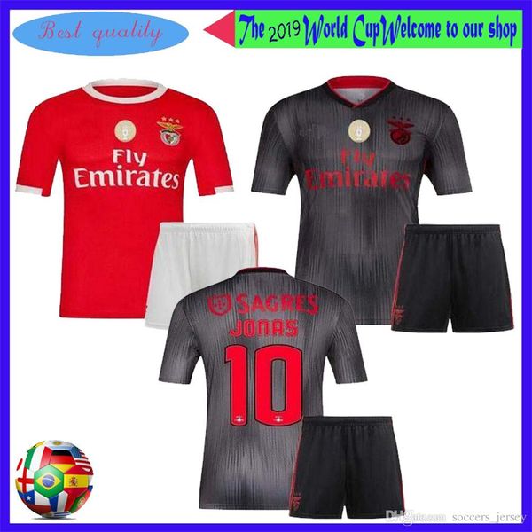 

NEW 2019 2020 Benfica Kids Kit JONAS JOAO FELIX Red and grey Soccer Jerseys Home Boy Child Youth PIZZI SEFEROVIC SALVIO Football Shirt Suit