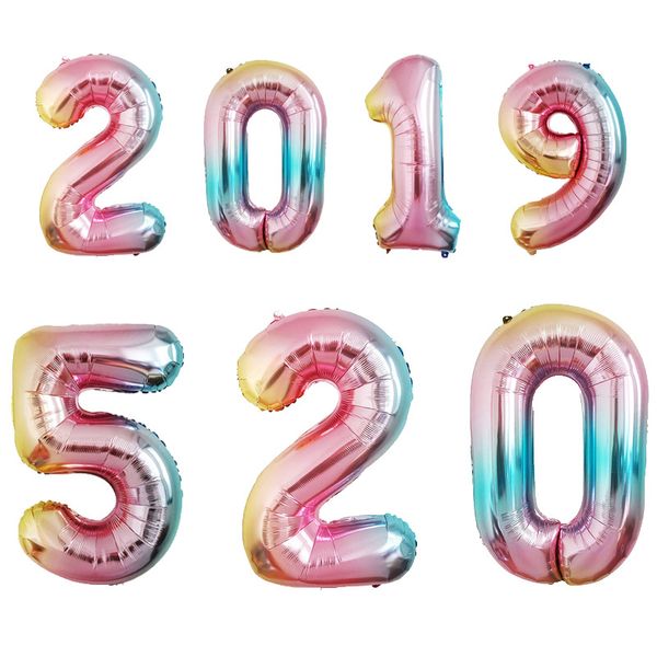 

Big ize 40 inch gradient number foil balloon rainbow birthday party aluminium number balloon whole ale price