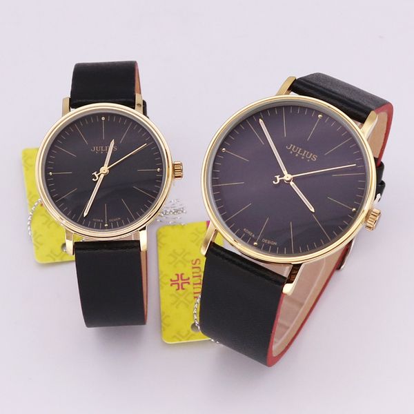

julius women's watch men's watch couple japan quartz hours fashion dress bracelet leather birthday lovers gift 814, Slivery;brown