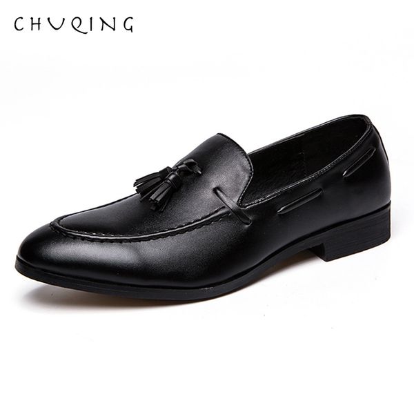 

chuqing 2019 men's fashion pointed shoes brand business dress shoes, Black