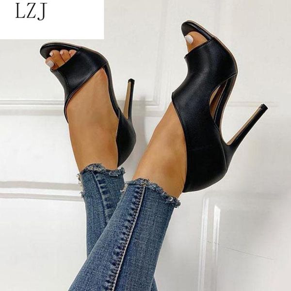 

fashion solid color casual open toe super high heel fish head pumps rome peep toe heels gladiator ladies summer sandals, Black