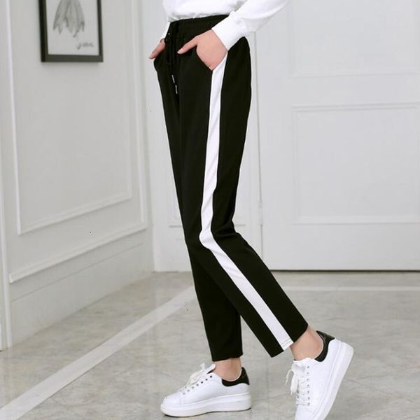 

womens pants women trousers and autumn winter women casual sweatpants striped printed side pant ladies loose trousers joggers sweat pants, Black;white