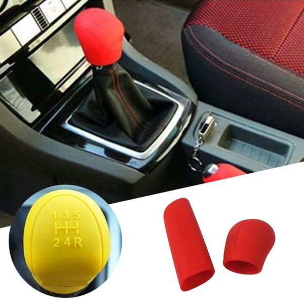 

2pcs универсальный ручной автомобиль ручной тормоз силиконовый чехол gear head рукоятка рычага переключения передач крышка переключения пере, Black