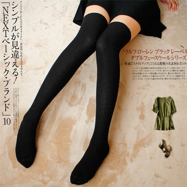 

socks & hosiery women warmer soft cotton thigh high over the knee long stockings medias de mujer, Black;white