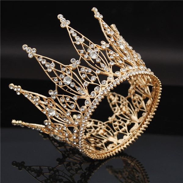 

fashion royal queen wedding crown bridal tiaras gold silver crystal diadem pageant party hair jewelry ornaments, Golden;white